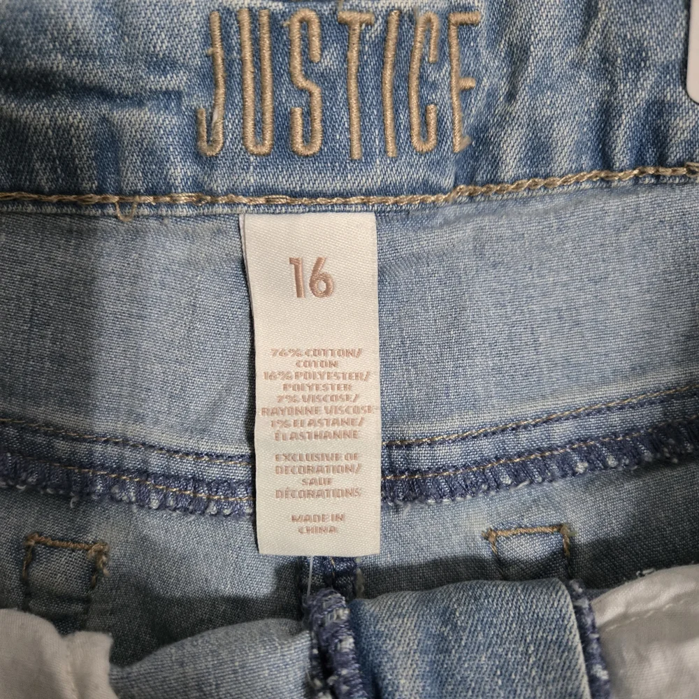 Justice Women's Blue Denim Shorts with Lace Detail Size 16